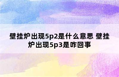 壁挂炉出现5p2是什么意思 壁挂炉出现5p3是咋回事